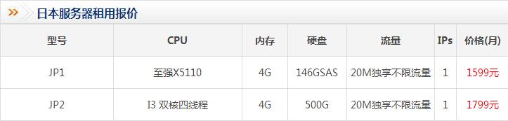 日本服务租用价格